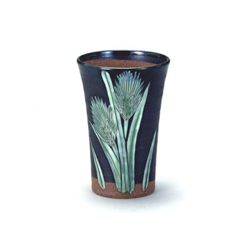 Kutani Ware Beer Cup Pair – Handmade Awaocho Clay with Wheat Design | Enhances Flavor & Foam