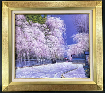 "Kakunodate's Cherry Blossoms" – Original Oil Painting by Yukio Kimura