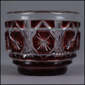 Rare Stunning Ruby Kiriko Supervised by Shoko Shuseikan Satsuma Glass Crafts / Shimadzu Satsuma Covered Glass Sake Cup Sake Cup Antique Art