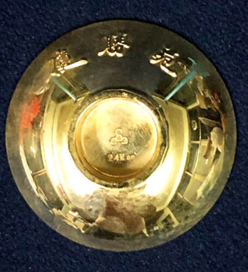 Vintage Japanese 24K Gold-Plated Sake Cup – Zodiac Rabbit Design