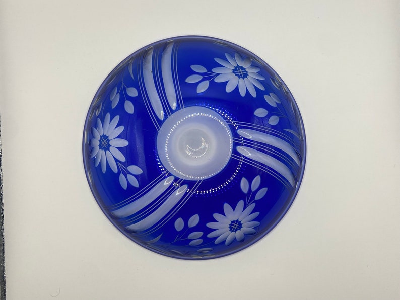 Traditional Craftsman Blue Edo Kiriko Middle Plate Handmade in Japan / Home Decor / Handmade / Decor / Tumbler / Vintage