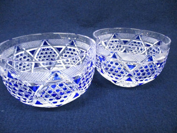 Gorgeous Crystal Glass Kiriko Small Bowl Set of 2 Kitchen Bowls Japanese Tableware Cut Glass