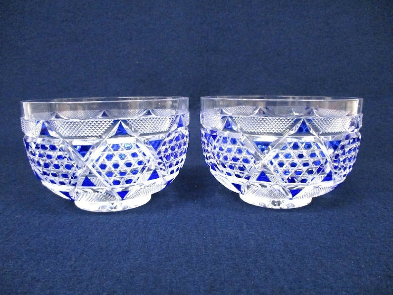 Gorgeous Crystal Glass Kiriko Small Bowl Set of 2 Kitchen Bowls Japanese Tableware Cut Glass